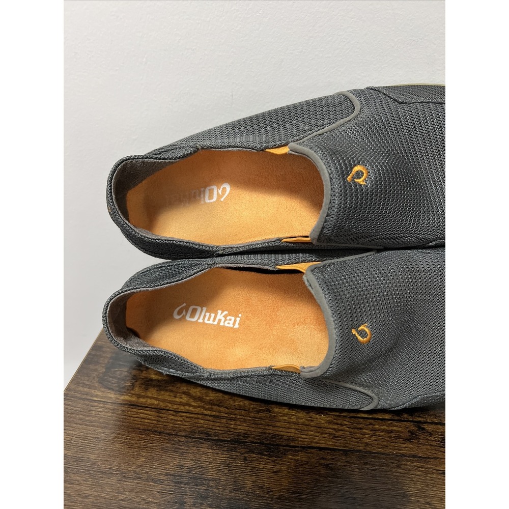 OluKai Men's Nohea Mesh Slip-On Shoes Dark Shadow Gray Mens‎ Size US 8.5 GUC - Picture 6 of 8